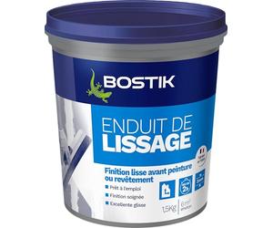 Bostik Enduit de Lissage en Pâte - Pot de 1.5 kg | Prêt à l'Emploi - Application Facile - Usage Intérieur - Blanc