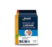 BOSTIK Enduit de Lissage Poudre Blanc - Sac de 2,5 kg | Lisse et Masque jusqu'à 2mm - Facile à Poncer - Tous Supports - Usage Intérieur
