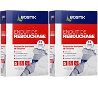 Bostik Enduit de Rebouchage Poudre, Enduit Intérieur pour Reboucher Trous et Fissures jusqu'à 5cm, Tous Supports, Boite Carton de 1kg, Blanc (Lot de 2)