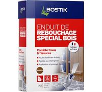 Bostik Enduit de Rebouchage Prêt à l'Emploi Spécial Bois - Pâte à Bois en Poudre - Intérieur et Extérieur - Pour Combler les Trous et Fissures Jusqu’à 5 cm - 1 Boîte 1 kg