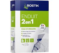 Bostik Enduit Mural 2 en 1 Poudre - 1 Boîte Carton 1 kg | Enduit de Lissage et Rebouchage - Intérieur - Tous Supports