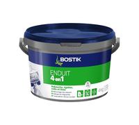 BOSTIK Enduit Mural 4 en 1 Pâte - Pot de 4kg | Rebouche - Egalise - Lisse - Colle - Intérieur/Extérieur - Couleur : Blanc