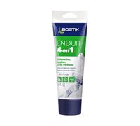 Bostik Enduit 4 en 1 - Rebouche, égalise, lisse, colle - Intérieur/Extérieur - Blanc tube 330 g