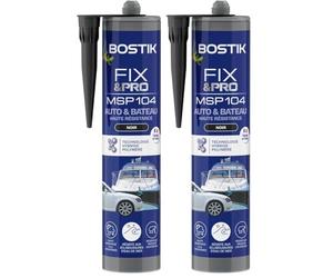 Bostik FIX&PRO MSP 104 Noir - Mastic Colle et Joint Auto, Bateau, Camping Car - Tous matériaux - Résiste aux UV, Intempéries et à l’Eau de Mer - MS Polymère - 290ml (Lot de 2)