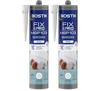 Bostik FIXPRO - Mastic Colle de Fixation MSP 103 Miroirs - Préserve le Tain - Collage de Miroirs jusqu'à 2m x 2m - Blanc - 290 ml (Lot de 2)