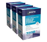Bostik Joint Fin Tous Terrains - 1 à 6 mm - Joint en Poudre pour Carrelage - Sol et Mur - Intérieur et Extérieur - Hydrofugé - Gris- Boîte de 1 kg (Lot de 3)
