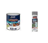 Bostik Membrane d'Étanchéité Waterstop - Jointe, Colle, Rebouche - Réparation de Fuites, Infiltrations & Rubson Aquablock Revêtement d'Étanchéité en Spray Gris 300 ml, spray d'étanchéité