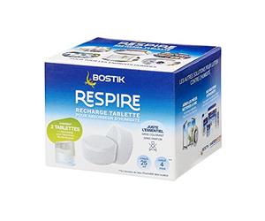 Bostik RESPIRE 2 Recharges Tablettes pour Déshumidificateur | Sans Colorant ni Parfum Maison - Appartement et Caravane - 30623572 - Blanc - des Pièces Jusqu’à 25m²