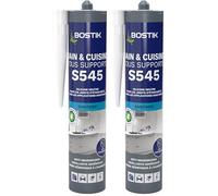Bostik S545 - Mastic Silicone Bain et Cuisine - Jointe Tous Matériaux - Traité Anti-Moisissures - Conservation Longue Durée - Couleur : Gris Béton - Cartouche 300 ml