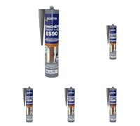 Bostik S590 - Mastic d'Étanchéité Bâtiment 4 en 1 - Intérieur et Extérieur - Joints De Calfeutrement, Dilatation, Façade Et Vitrage - Couleur : Noir - Cartouche 300 ml (Lot de 5)