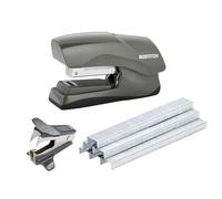 Bostitch Agrafeuse de bureau robuste de 40 feuilles avec 1250 agrafes et extracteur de griffes, petite taille, tient dans la paume de votre main, lot économique, gris (B175-GRAY-VP)