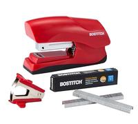 Bostitch Agrafeuse de bureau robuste de 40 feuilles avec 1250 agrafes et extracteur de griffes, petite taille, tient dans la paume de votre main, lot économique, rouge (B175-RED-VP)
