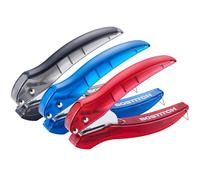Bostitch EZ Squeeze Lot de 3 perforatrices à un trou, capacité de 10 feuilles, noir, rouge, bleu