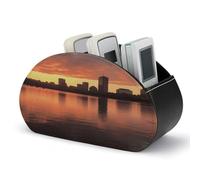 Boston Charles River City Skyline Support de télécommande avec 5 compartiments en cuir synthétique pour télécommande TV Boîte de rangement pour la maison, le bureau, table de chevet