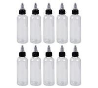 Boston Dispensing Squeeze Bottles, Lot de 10 bouteilles rondes en plastique PET avec bouchon torsadé, Distributeur Boston vide pour glaçage, décoration de biscuits, sauces, condiments, 100 ml