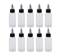 Boston Dispensing Squeeze Bottles, Lot de 10 bouteilles rondes en plastique PET avec bouchon torsadé, Distributeur Boston vide pour glaçage, décoration de biscuits, sauces, condiments, 60 ml