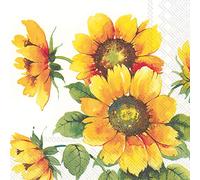 Boston International IHR Lot de 20 serviettes en papier 3 plis Motif tournesols colorés