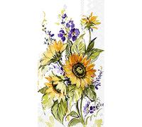 Boston International IHR Lot de 20 serviettes en papier triple épaisseur, taille déjeuner, bouquet de tournesols