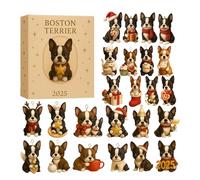 Boston Terrier - Figurine de chien 2D en acrylique, surprise de vingt-quatre jours, charmantes décorations en forme de chiot, cadeau d'anniversaire, décoration de bureau, maison, école, idéale pour