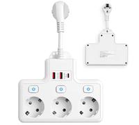 BOSYTRO Prise Multiple USB, Triplette Electrique, Multiprise avec Interrupteur dotée de 2 Ports USB et d'un Port Type-C (PD 18-20W), Adaptée pour Le Salon et Le Bureau Max 3500W/16A