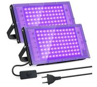 BOSYTRO Projecteur Lumière Noire 100W 2pcs, LED Lumières Noires Étanches IP66, Lumières UV Noires pour Fluo party, Disco DJ, Éclairage De Scène, Fête, Décoration D'Halloween, Peinture Corporelle