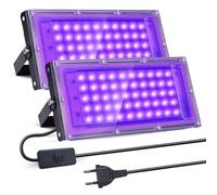 BOSYTRO Projecteur Lumière Noire 50W 2PCS, LED Lumières Noires Étanches IP65, Lumières UV Noires pour Fluo party, Disco DJ, Éclairage De Scène, Fête, Décoration D'Halloween, Peinture Corporelle
