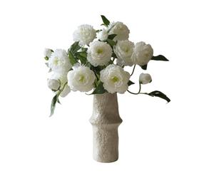 Botané Bouquet artificiel de pivoines Medium. blanc 5 pcs
