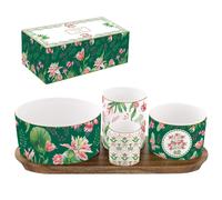 BOTANIC CHIC Set apéritif 4 coupelles en porcelaine