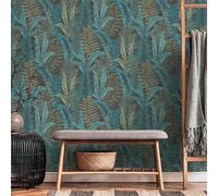 Botanique Fougère Feuilles Papier Qualité Vinyle Nuancé AS Creation 39347-3 Teal