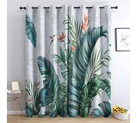 Botanique Rideau Occultant Thermiques à Oeillets pour Salon et Chambre, Motif Tropical Feuilles Lot de 2 Rideau Fenetre et Draperies Intérieurs Moderne, 140x260