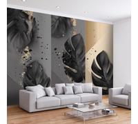 Botanique Tropicale Papier Peint Panoramique 450L x 315H cm, Art Moderne Luxe Feuille de Palmier Rayure Fresque Murale Papier Peint - Intérieure Poster pour Salon Chambre à Coucher Salle de Jeu
