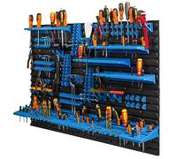 botle Étagère murale à outils 117 x 78 cm Étagère d'atelier Porte-outils pour garage en plastique Bleu