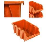 botle Lot de 10 boîtes empilables pour Atelier, Garage, boîte de Rangement à Vue, empilable, 120 x 195 x 90 mm, Orange, bacs a Bec, boites de Rangement, boites au Garage, containers de Stockage