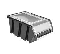 botle Lot de 50 boîtes de Rangement empilables en Plastique avec Couvercle Noir 100 x 155 x 70 mm, Bacs à Bec Suspendu Conteneurs, Garage Outil Organisateur Panier Rack