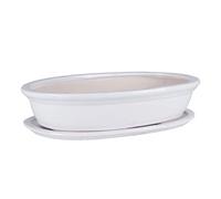 Bol à bonsaï en céramique avec soucoupe 50 cm Pot ovale blanc pour bonsaïs