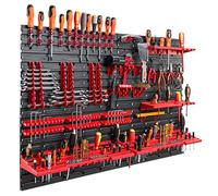botle Mur à outils 115 x 78 cm - Lot de 58 porte-outils avec paroi perforée - Étagère d'atelier en plastique - Pour garage, atelier, étagère murale