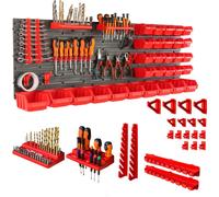 botle® Panneau perforé en plastique, boîtes empilables + étagère murale + porte-outils, ensemble 55 pièces, rangement pour petites pièces 116 x 39 cm, atelier mural avec 30 bacs empilables, étagère su