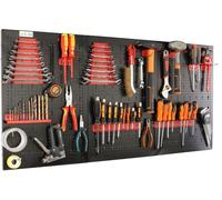 botle® Panneau perforé métallique 120 x 60 cm, étagère murale + porte-outils, lot de 25 pièces, rangement pour petites pièces, atelier mural, étagère suspendue, étagère de tri, étagère à bacs, étagère