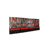 botle Panneau perforé métallique, bacs empilables, étagère murale + porte-outils, lot de 110 pièces, 56 bacs empilables rouges noirs