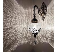 BOTOWI Applique Murale Turque Applique Murale Marocaine Lampe en Verre mosaïque Clair 1 lumière Lanterne bohème Appliques murales Décoration pour la Maison Salle à Manger Chevet Café Allée,Blanc