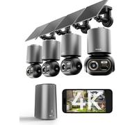 BOTSLAB 4K 8MP Camera Surveillance Exterieure sans Fil, 4 Cam-Kit, Zéro Frais, 360° Panoramique PTZ, 8MP WiFi Solaire Caméra Exterieur à Batterie, Vision Vocturne,Stockage Local de 32 Go