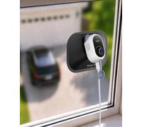BOTSLAB Caméra de sécurité double objectif pour fenêtre, vision nocturne pleine couleur 4 MP, installation sans outil, connexion Wi-Fi stable, stockage local sur carte micro SD, pas de frais mensuels