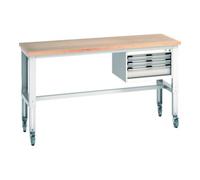 Bott Bott Établi cubio 3 tiroirs multiplex réglable en hauteur 2000 x 750 mm RAL 7035 Quantité:1