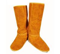 Botte de soudage en cuir de vache à isolation thermique, chaussures de sécurité résistantes aux flammes, Anti-brûlure, couvre la Protection des pieds, manches de travail(L 30cm)