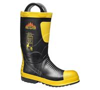 Bottes de sécurité Sir Safety Firefighter S5, imperméables et résistantes à la chaleur, avec embout en acier, taille 42, noir/jaune