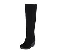 Bottes d'extérieur pour femme - Bride multi-usage - Talon compensé moyen - Talon haut - Loisirs - Chaudes - En peluche - Chaussettes mi-mollet, Noir , 38 EU