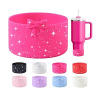Bottes en silicone avec nœud à paillettes pour StanleyTumbler de 591 à 1200 ml, bouteille d'eau Owala de 710 ml, IceFlow 590 ml, 880,5 g et bouteille d'eau de 340,2 à 710 ml, manchon antidérapant pour