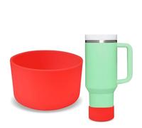 Bottes en silicone : manchon de protection en silicone pour dessous de bouteille d'eau, coque de protection en silicone pour accessoires de tasse Stanley, botte de bouteille d'eau (rouge, 7,5 cm)