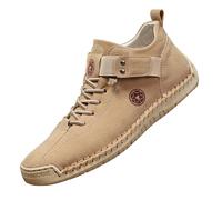 Bottines Homme Montantes Plates en Cuir Boots Workwear à Lacets Chaussures de Loisirs Souliers Bas à Bout Fermé Bride Cheville Coutures Visibles et Semelle Crantée pour Marche Bureau et Quotidien