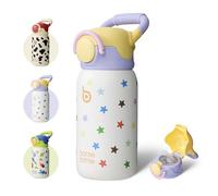 BOTTLE BOTTLE Bouteille d'eau isotherme pour enfants avec couvercle à paille et poignée - 473,6 g - Bouteille d'eau sous vide en acier inoxydable pour école, extérieur, voyage, cadeau pour garçons et